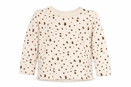 Primark Girls Beige Animal Print Cotton Jersey T-Shirt Size 9-12 Months Crew Neck