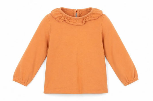 Primark Girls Orange  Cotton Jersey T-Shirt Size 9-12 Months Collared Button