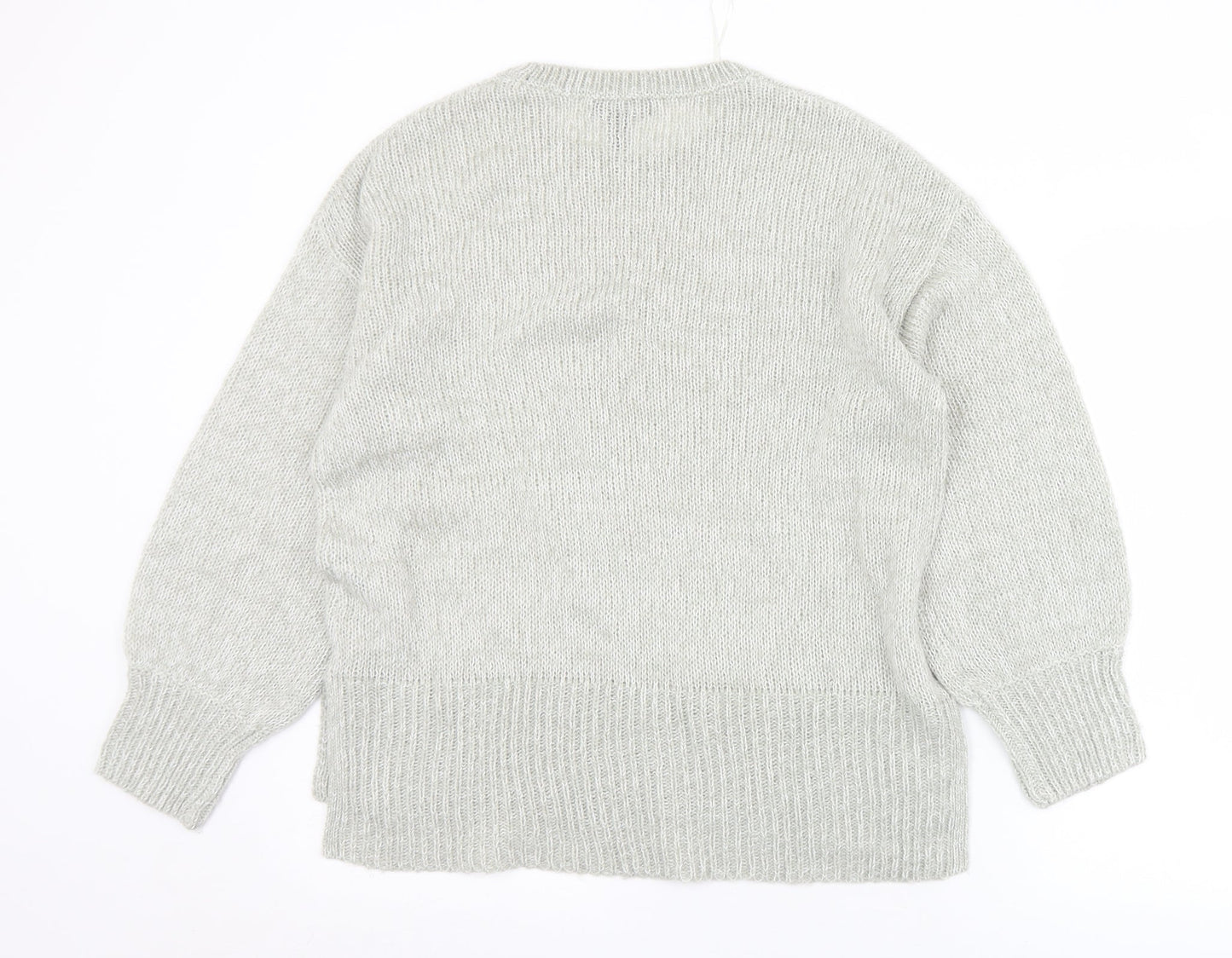 New Look Womens Grey Crew Neck  Acrylic Pullover Jumper Size M