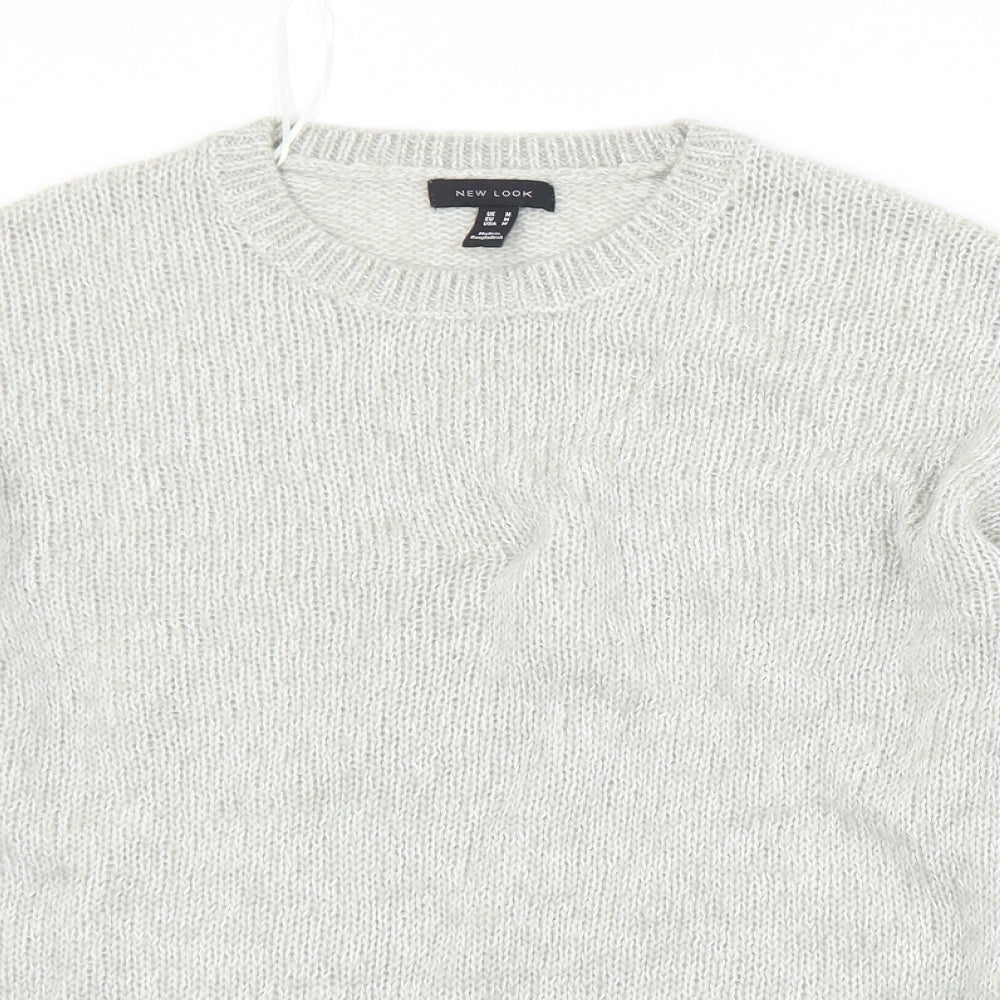 New Look Womens Grey Crew Neck  Acrylic Pullover Jumper Size M