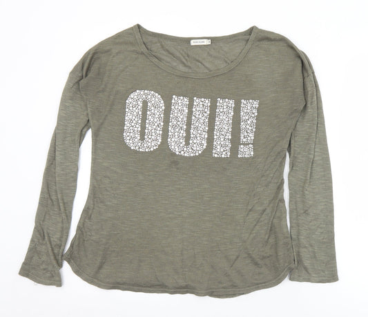 River Island Womens Grey  Acrylic Basic T-Shirt Size 10 Round Neck - Oui!