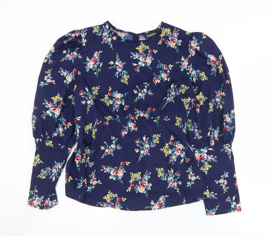 Chemestry Womens Multicoloured Floral Polyester Tunic Blouse Size 12 Round Neck