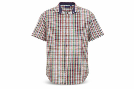 Peter England Mens Multicoloured Plaid Cotton  Button-Up Size L Collared Button