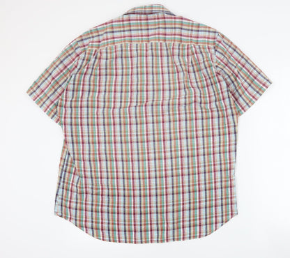 Peter England Mens Multicoloured Plaid Cotton  Button-Up Size L Collared Button