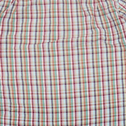 Peter England Mens Multicoloured Plaid Cotton  Button-Up Size L Collared Button