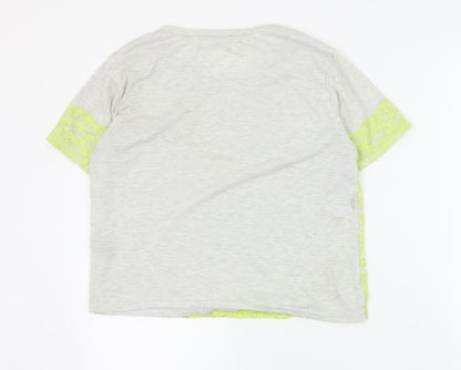 Miss Selfridge Womens Grey  Polyester Basic T-Shirt Size 12 Round Neck