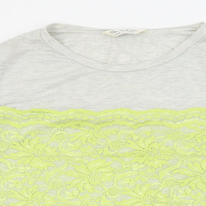 Miss Selfridge Womens Grey  Polyester Basic T-Shirt Size 12 Round Neck