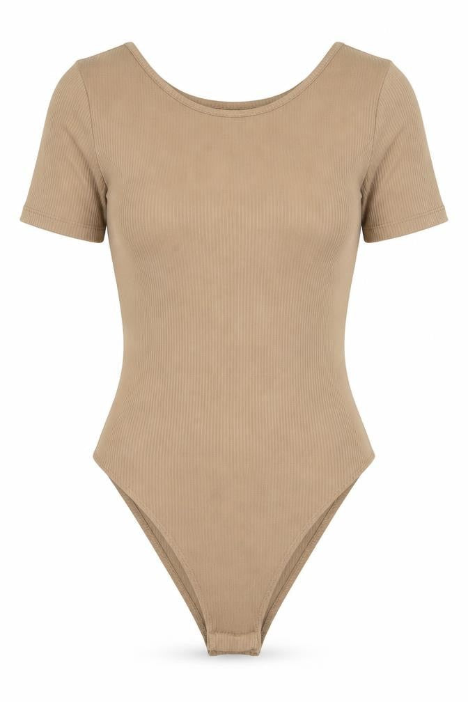 Primark Womens Brown  Polyester Bodysuit One-Piece Size 2XS  Snap - Ribbed