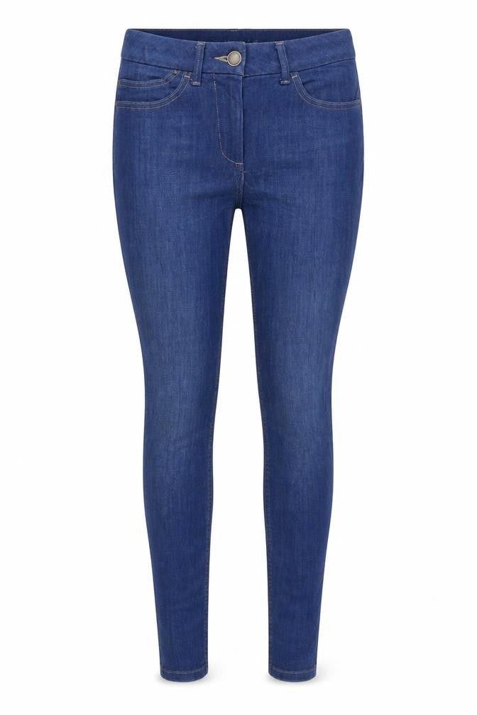 Marks & Spencer Womens Blue  Cotton Skinny Jeans Size 10 L30 in Regular Zip