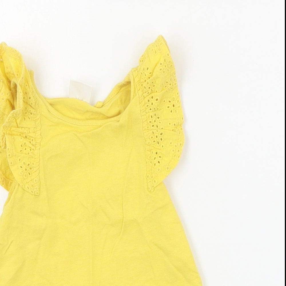 NEXT Baby Yellow  Cotton Basic Tank Size 6-9 Months Round Neck Pullover