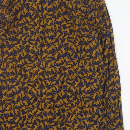 H&M Mens Blue Geometric Viscose  Button-Up Size S Collared Button - Animals