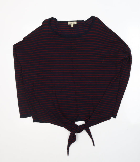 Phase Eight Womens Red Striped Viscose Jersey T-Shirt Size S Round Neck