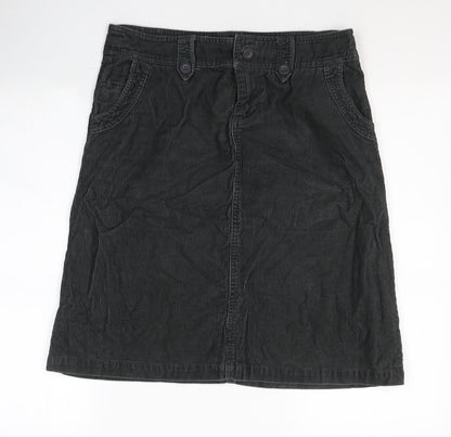 Preloved New Look Womens Black  Cotton A-Line Skirt Size 10   Button - Front