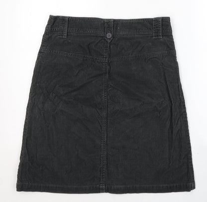 Preloved New Look Womens Black  Cotton A-Line Skirt Size 10   Button - Back