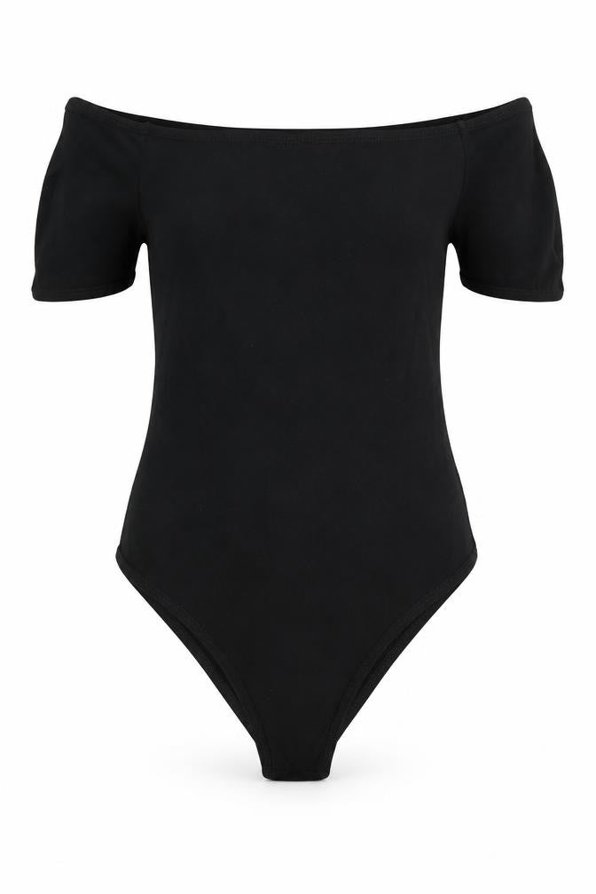 Miss Selfridge Womens Black  Cotton Bodysuit One-Piece Size 8  Button