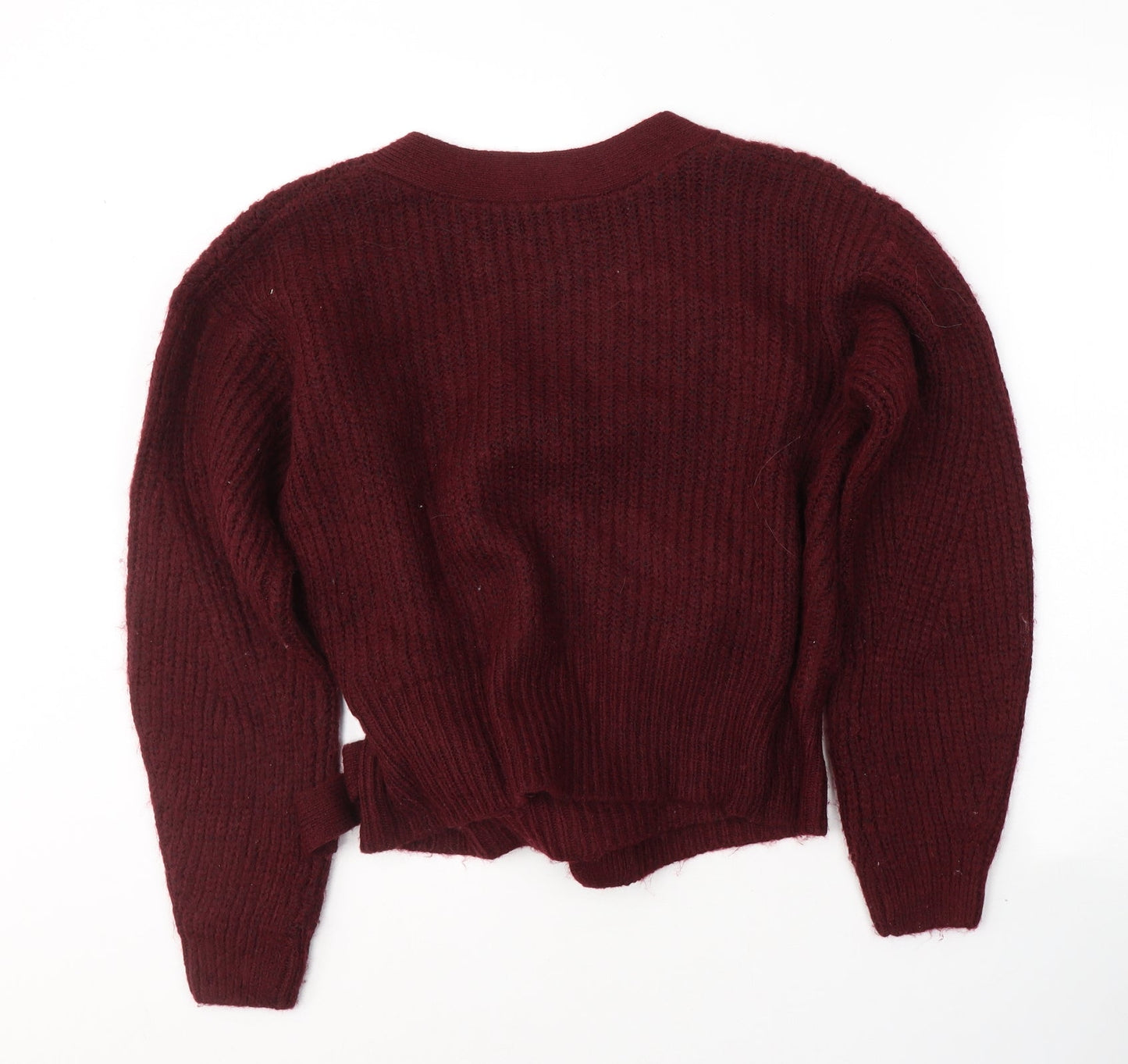 New Look Womens Red V-Neck  Acrylic Cardigan Jumper Size M