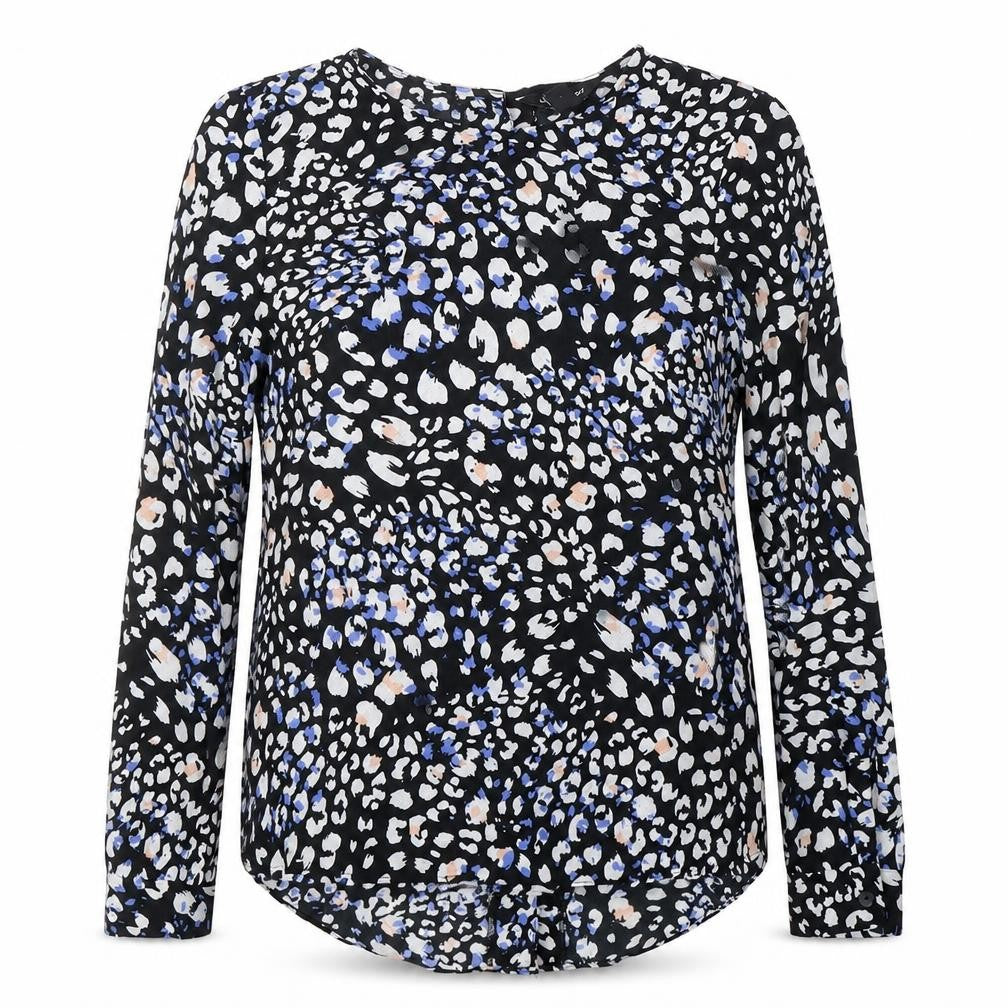 New Look Womens Black Floral Viscose Basic Blouse Size 8 Round Neck