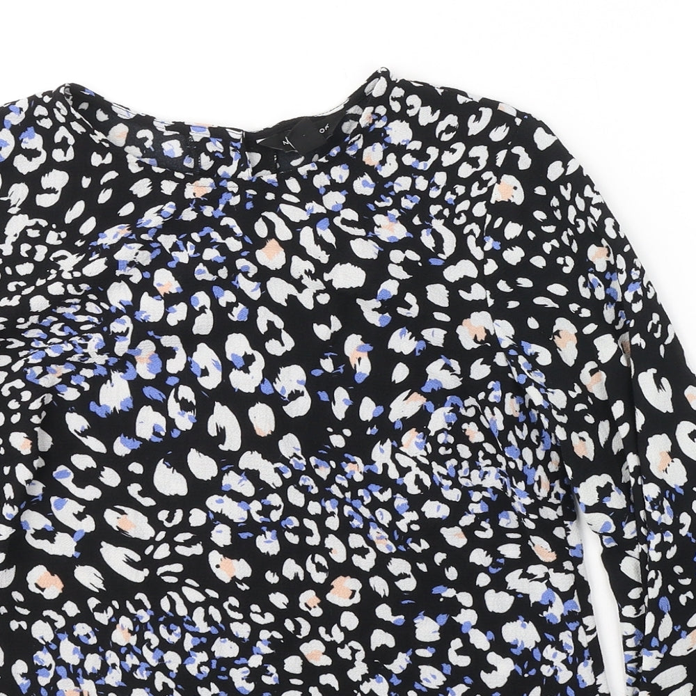 New Look Womens Black Floral Viscose Basic Blouse Size 8 Round Neck