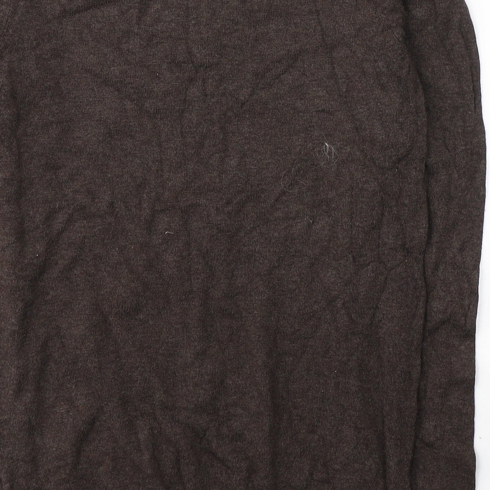 H&M Mens Brown Round Neck  Viscose Pullover Jumper Size S