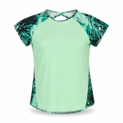 Domyos Womens Green Colourblock Polyester Basic T-Shirt Size XS Round Neck Pullover