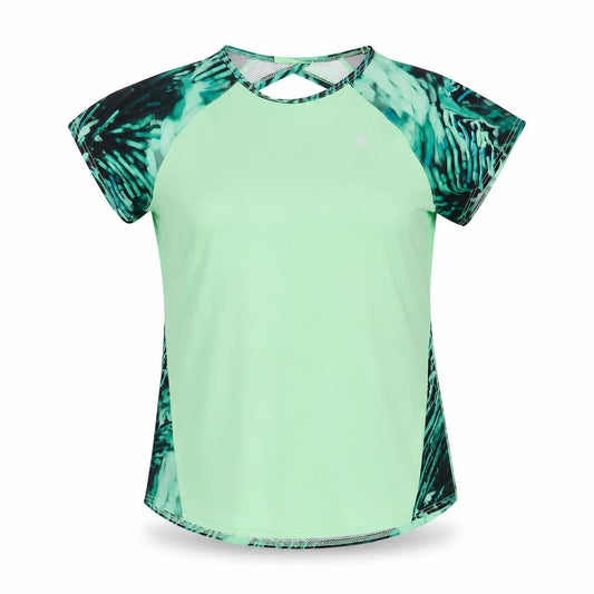 Domyos Womens Green Colourblock Polyester Basic T-Shirt Size XS Round Neck Pullover
