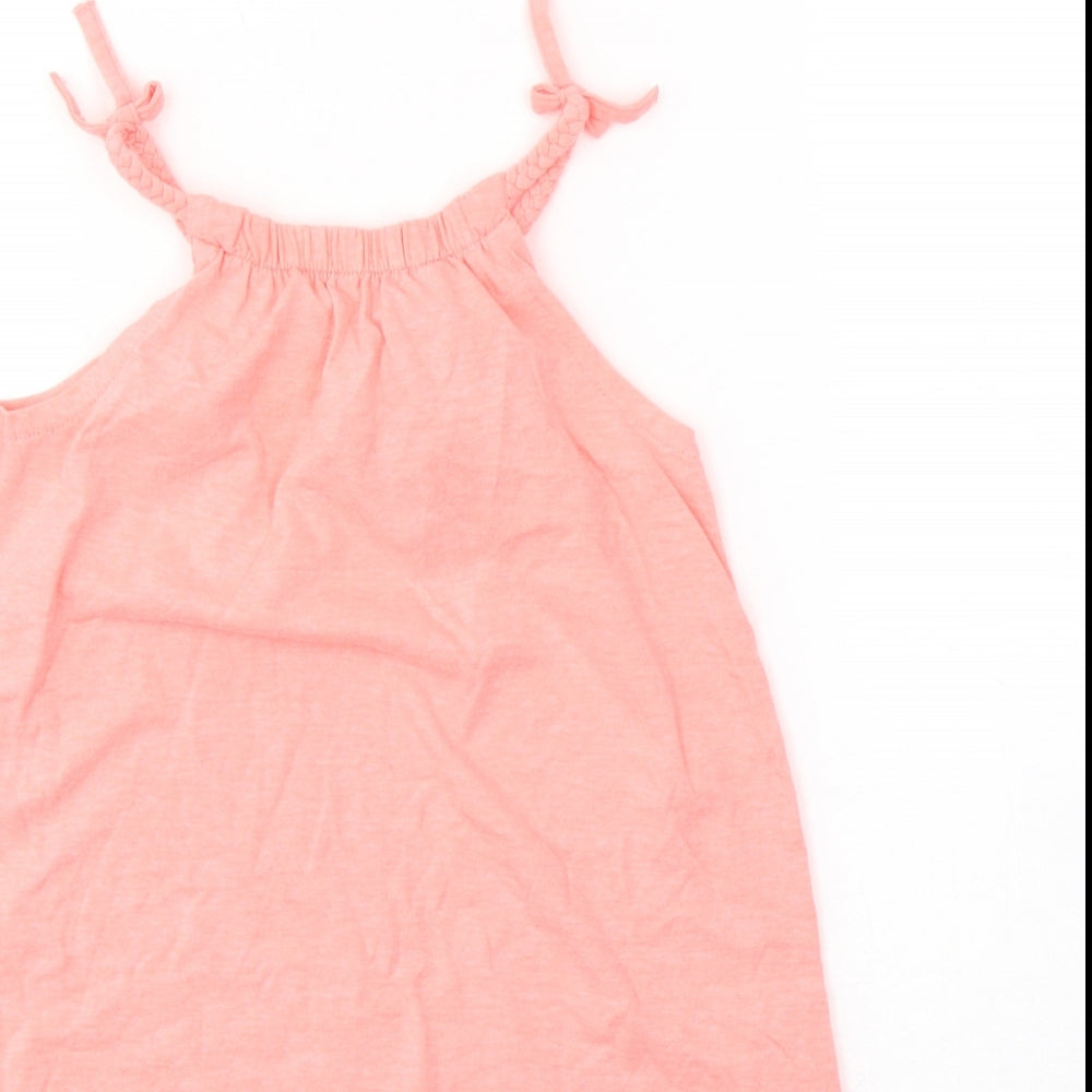 Marks and Spencer Girls Pink  Cotton Basic Tank Size 7-8 Years Halter Pullover