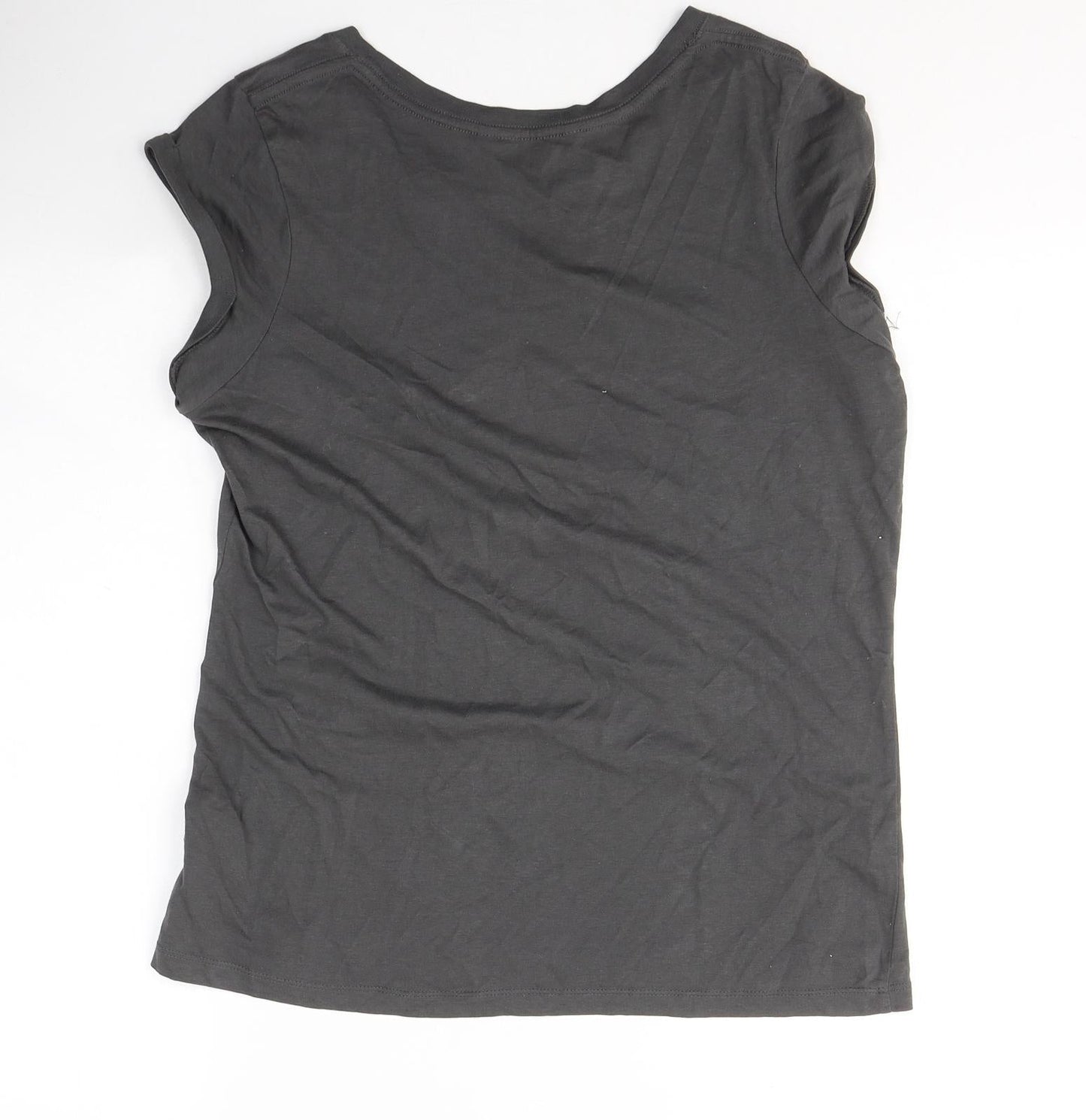 New Look Womens Grey  Cotton Basic T-Shirt Size 10 Round Neck - Hogwarts