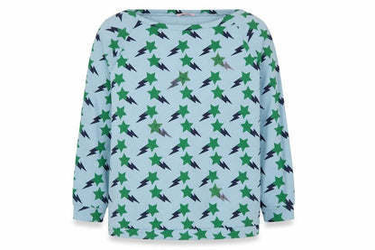 Blufin Womens Blue Geometric Cotton Pullover Sweatshirt Size 12