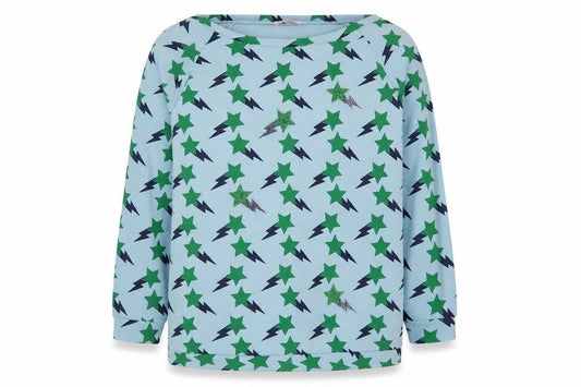 Blufin Womens Blue Geometric Cotton Pullover Sweatshirt Size 12