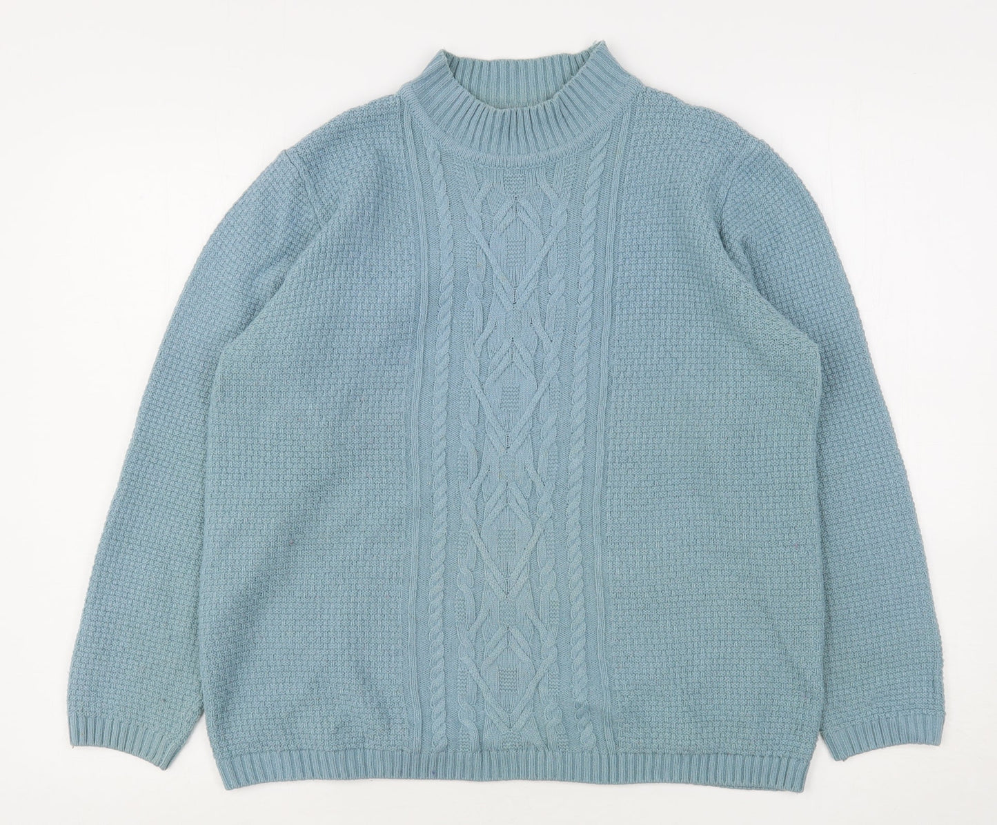 Isle Essentials  Womens Green High Neck  Acrylic Pullover Jumper Size 14