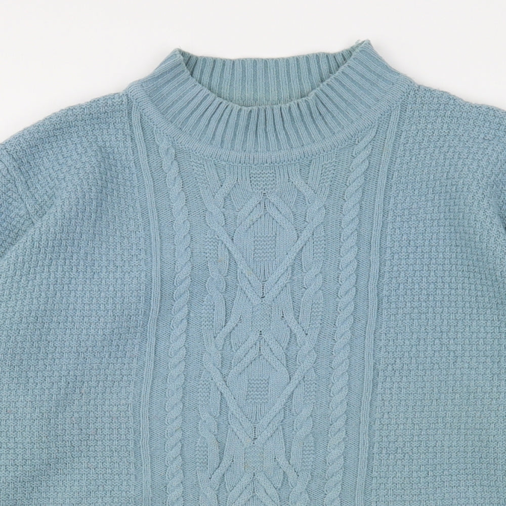 Isle Essentials  Womens Green High Neck  Acrylic Pullover Jumper Size 14