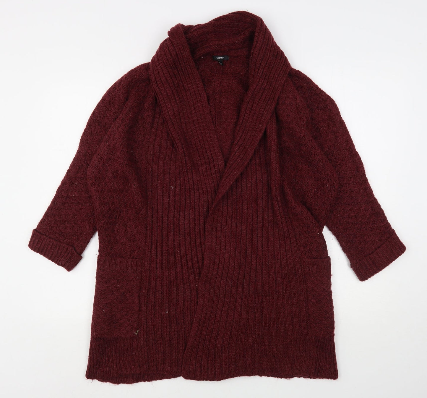 Papaya Womens Purple V-Neck  Acrylic Cardigan Jumper Size S