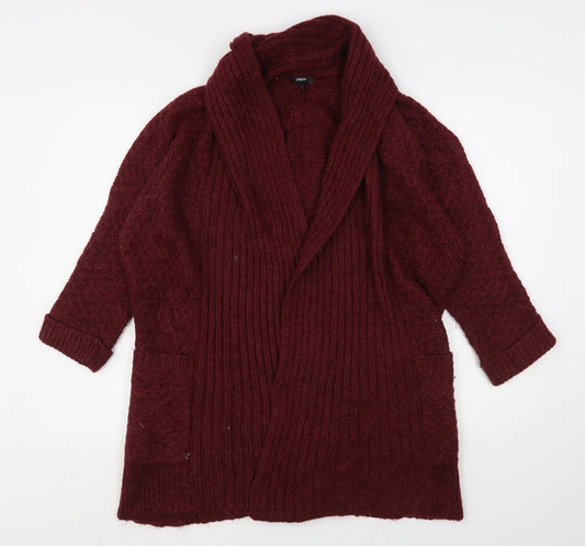 Papaya Womens Purple V-Neck  Acrylic Cardigan Jumper Size S