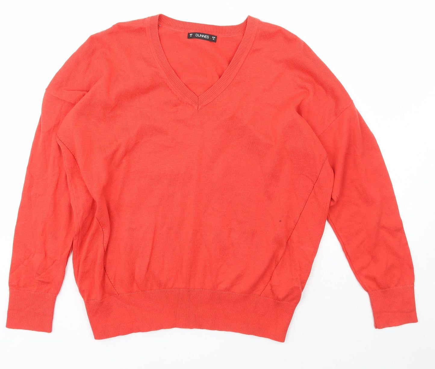 Dunnes Stores Womens Red V-Neck  Cotton Pullover Jumper Size M