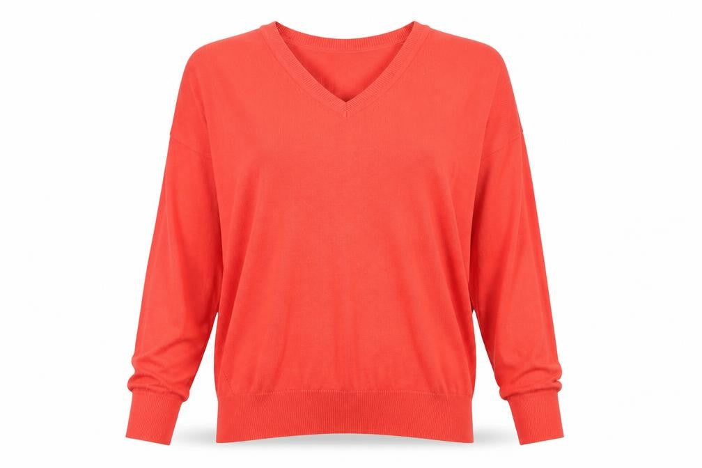 Dunnes Stores Womens Red V-Neck  Cotton Pullover Jumper Size M