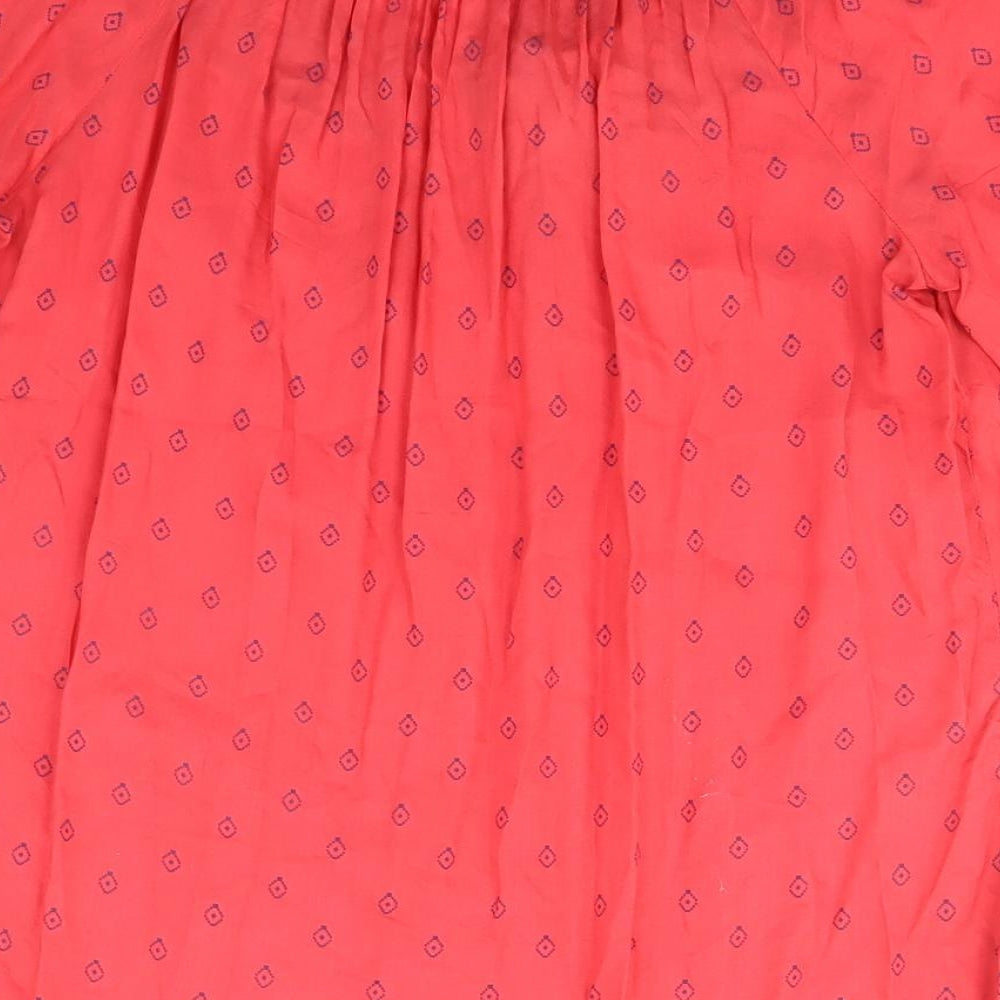 Dunnes Stores Womens Red Geometric Viscose Kimono T-Shirt Size 10 Boat Neck