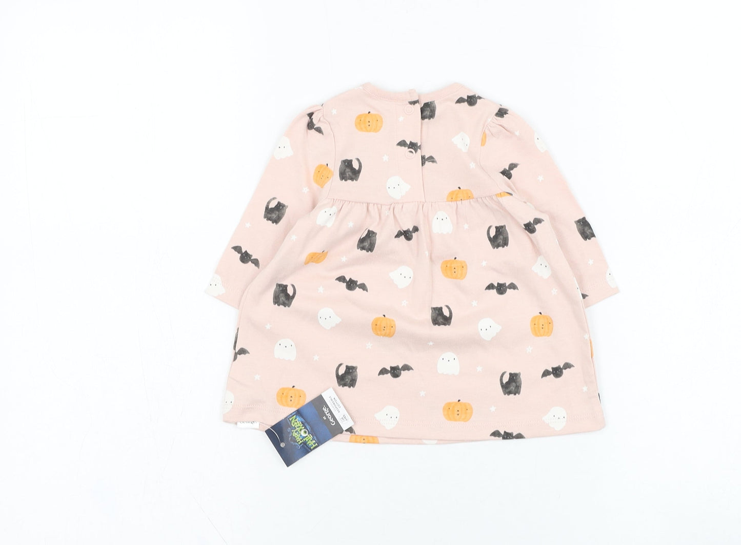 George Girls Pink  Cotton Skater Dress  Size 0-3 Months  Round Neck Pullover - Halloween
