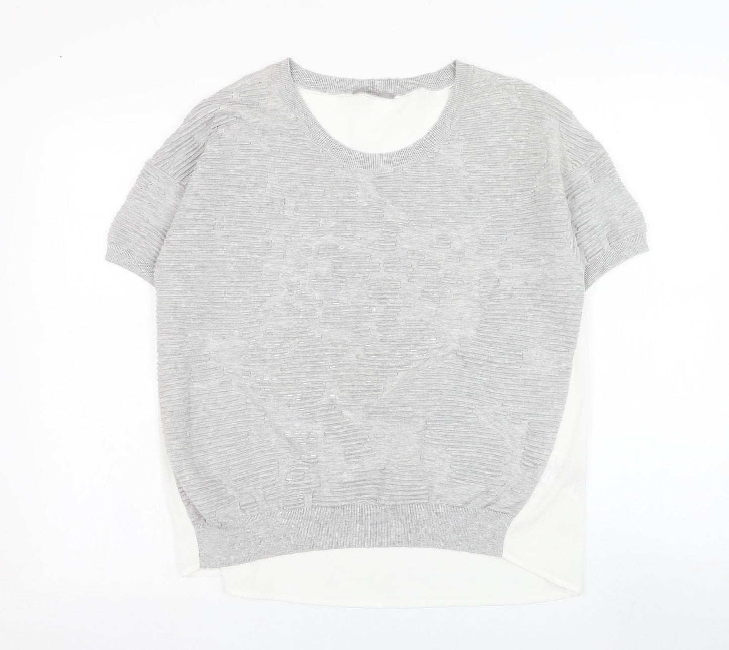TUZZI Womens Grey Round Neck  Viscose Pullover Jumper Size 14