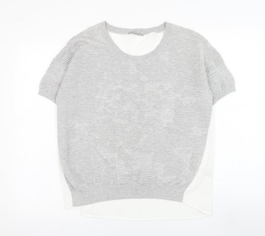 TUZZI Womens Grey Round Neck  Viscose Pullover Jumper Size 14