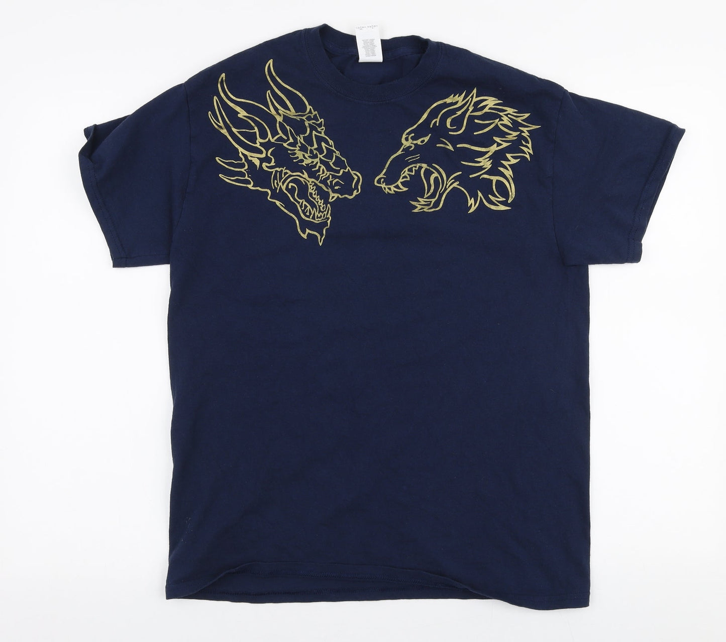 Gildan Mens Blue  Cotton  T-Shirt Size M Round Neck  - Game of thrones