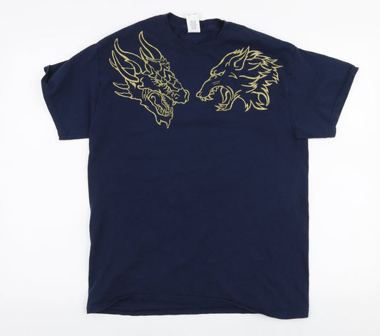 Gildan Mens Blue  Cotton  T-Shirt Size M Round Neck  - Game of thrones