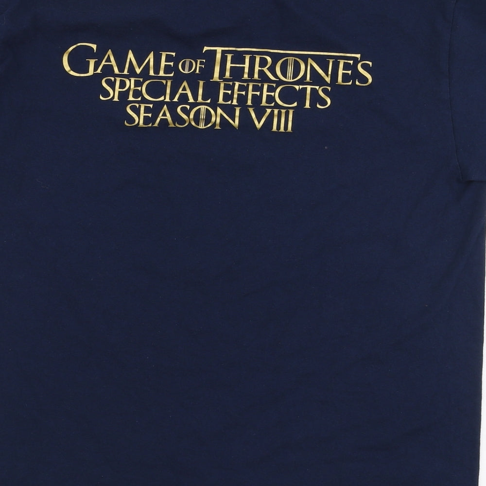 Gildan Mens Blue  Cotton  T-Shirt Size M Round Neck  - Game of thrones