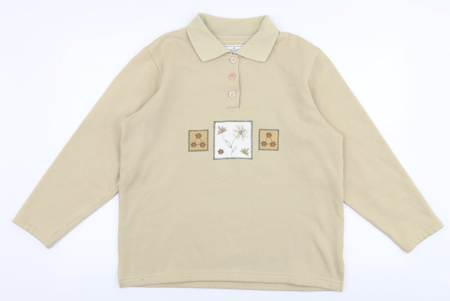 Neutral Territory Womens Beige  Polyester Pullover Sweatshirt Size S  Button