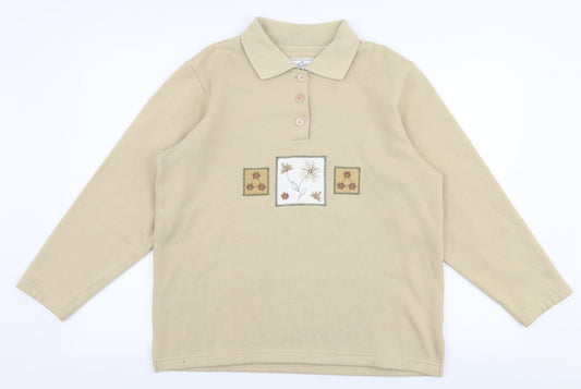 Neutral Territory Womens Beige  Polyester Pullover Sweatshirt Size S  Button