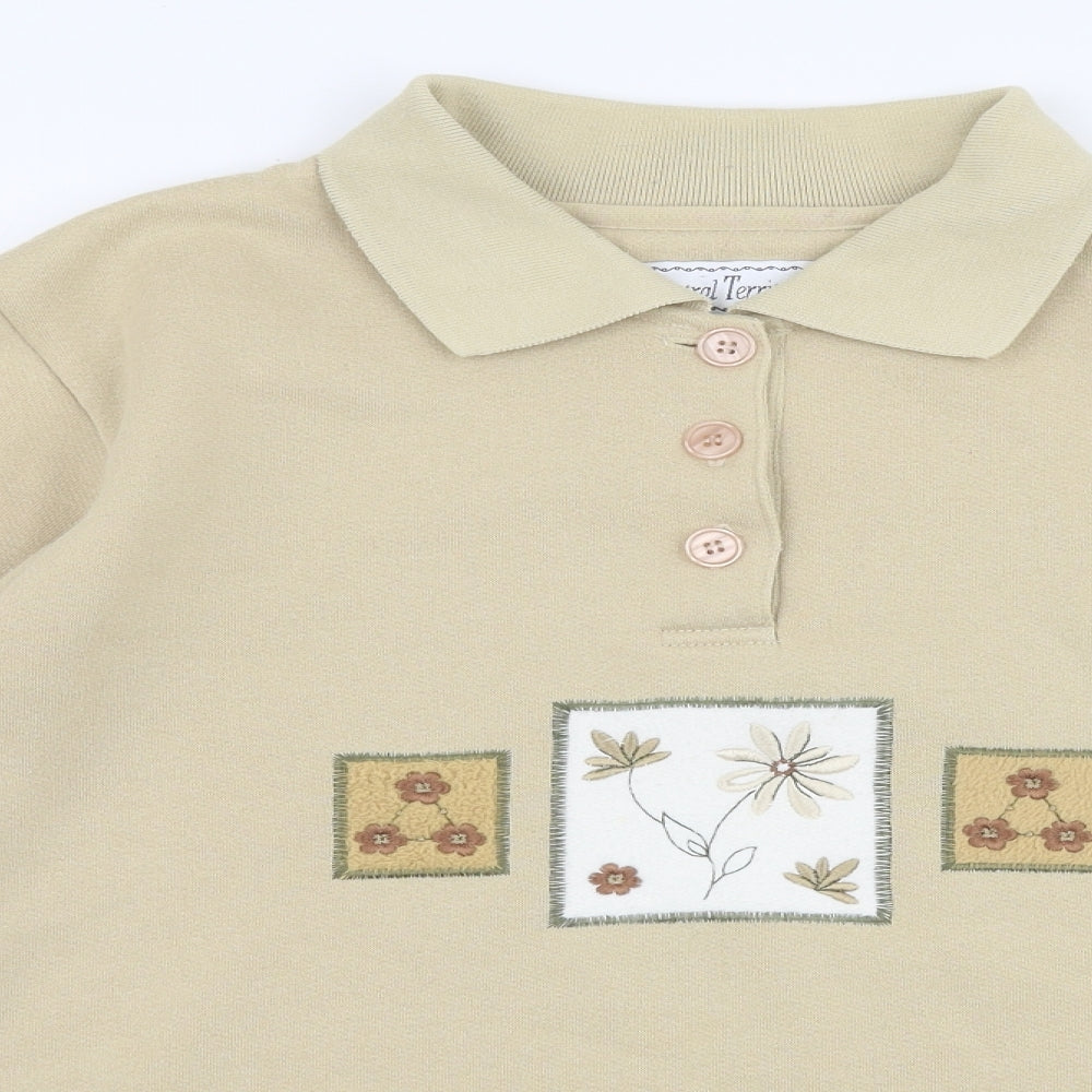 Neutral Territory Womens Beige  Polyester Pullover Sweatshirt Size S  Button