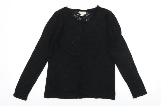 Monsoon Womens Black Round Neck  Viscose Pullover Jumper Size 8