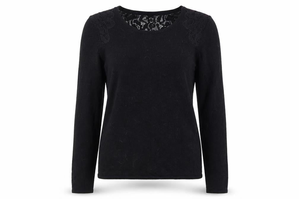 Monsoon Womens Black Round Neck  Viscose Pullover Jumper Size 8
