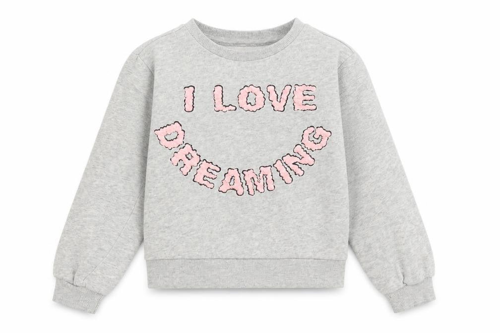 H&M Girls Grey  Cotton Pullover Sweatshirt Size 9-10 Years  Pullover - I love dreaming
