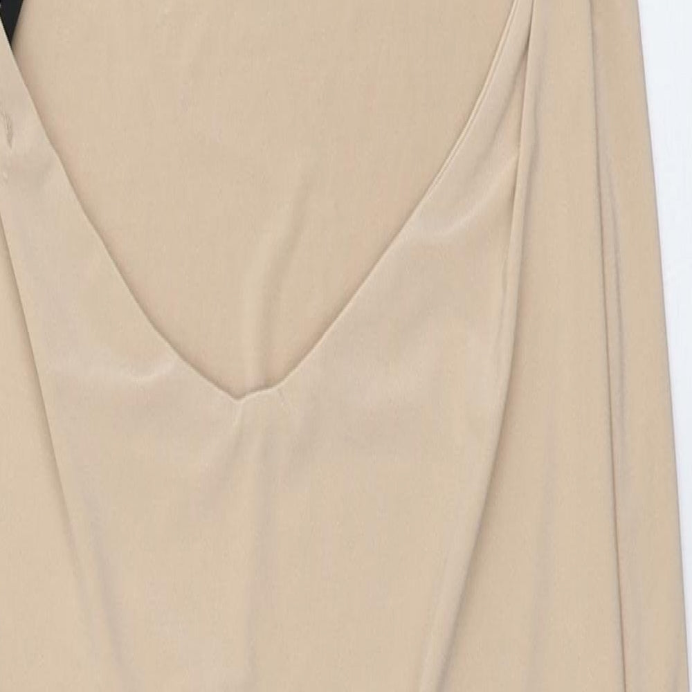 Missguided Womens Beige  Polyester Pencil Dress  Size 14  High Neck Pullover