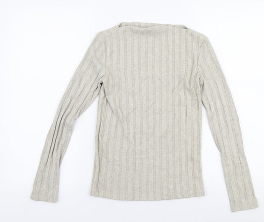 MNG Womens Beige Boat Neck  Polyester Pullover Jumper Size S